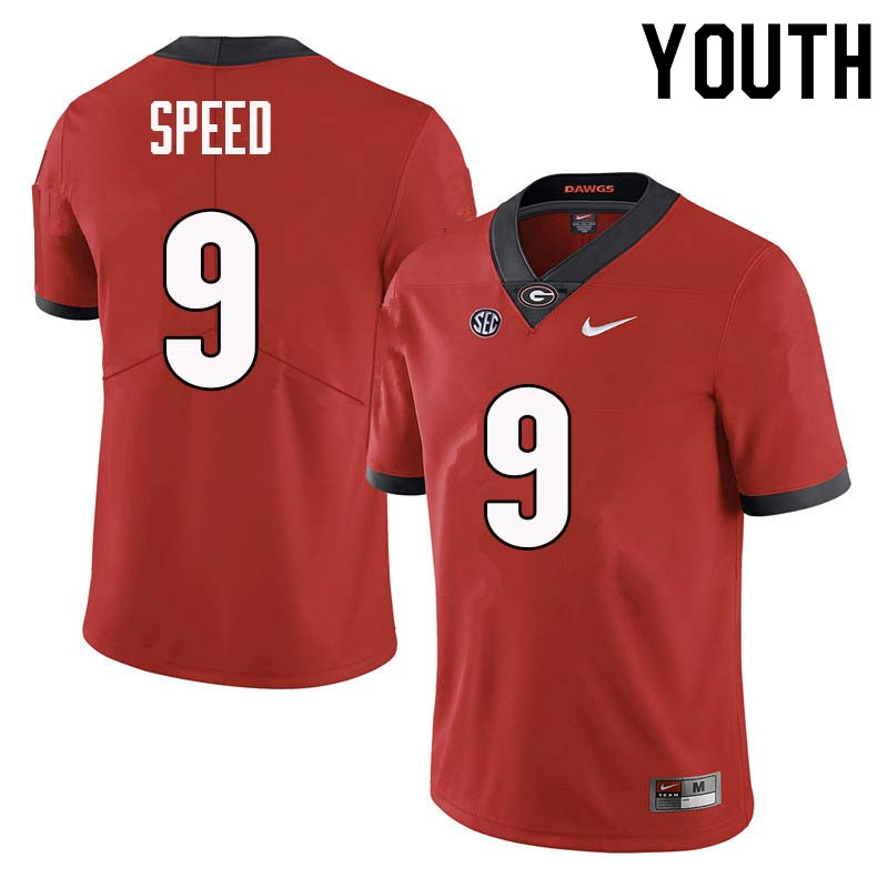 Georgia Bulldogs Youth Ameer Speed #9 Red Stitched College UGA Football Jersey 23XH013DQ